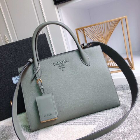 PRADA普拉达进口粗十字牛皮手提包1BA155