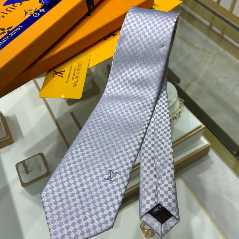 LV路易威登100%顶级提花真丝L格子图案领带