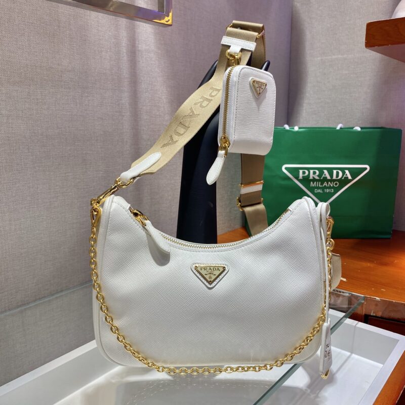 PRADA普拉达金色五金三合一nylon Hobo手拎/腋下包1BH204
