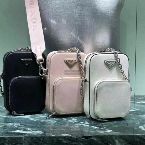 PRADA普拉达Saffiano皮革男女通用迷你手袋1BH183
