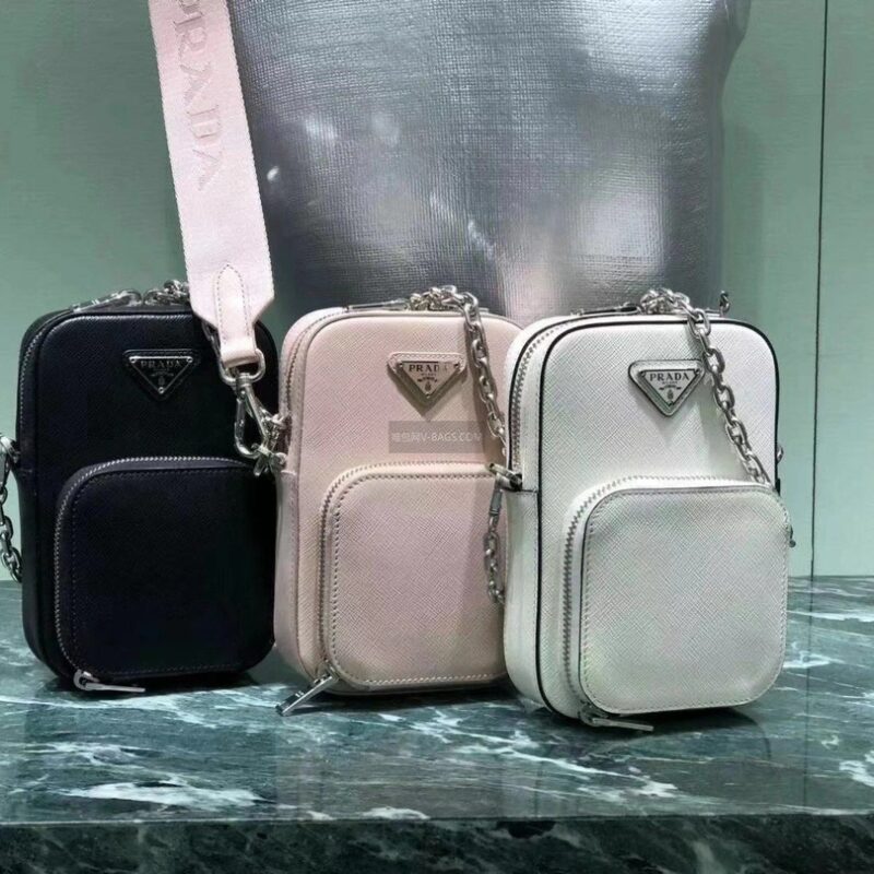 PRADA普拉达Saffiano皮革男女通用迷你手袋1BH183