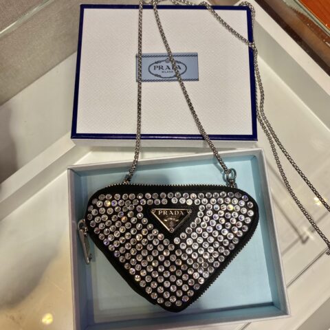 PRADA普拉达闪钻小零钱包包1BD733