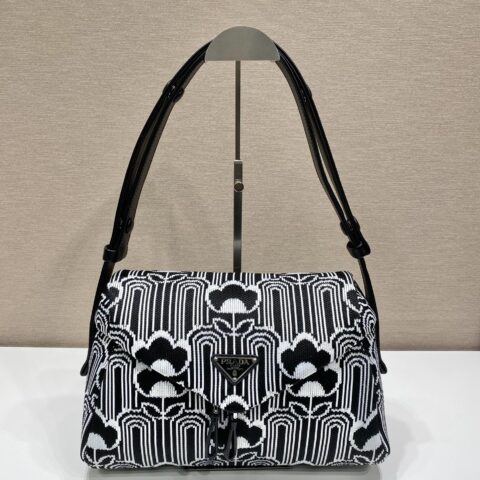 PRADA普拉达几何提花图案单肩包1BC165A