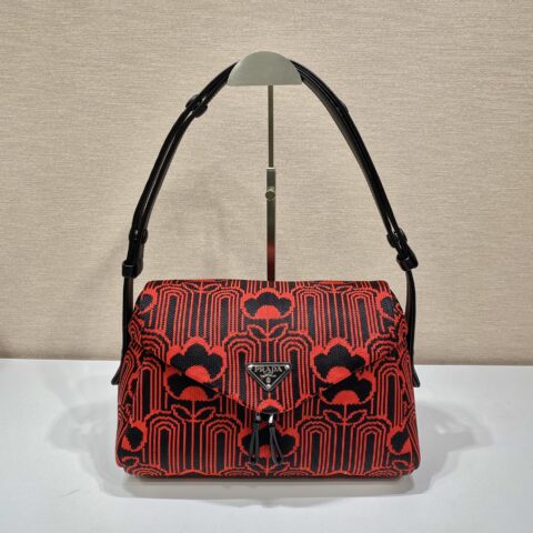 PRADA普拉达几何提花图案单肩包1BC165A