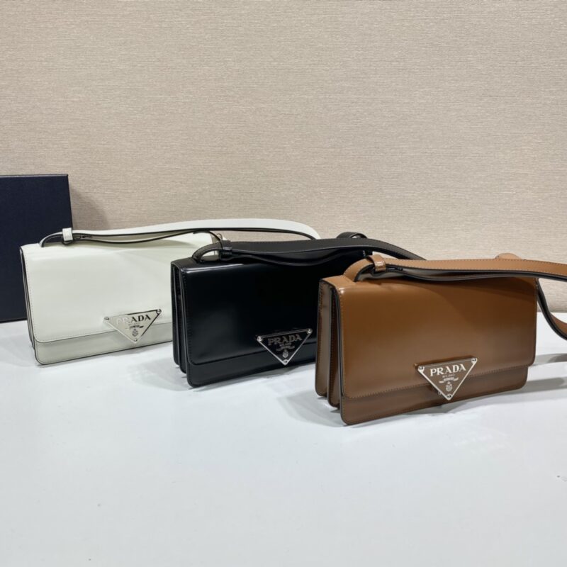 PRADA普拉达进口牛皮＋独特三角标新款斜挎包1BD321