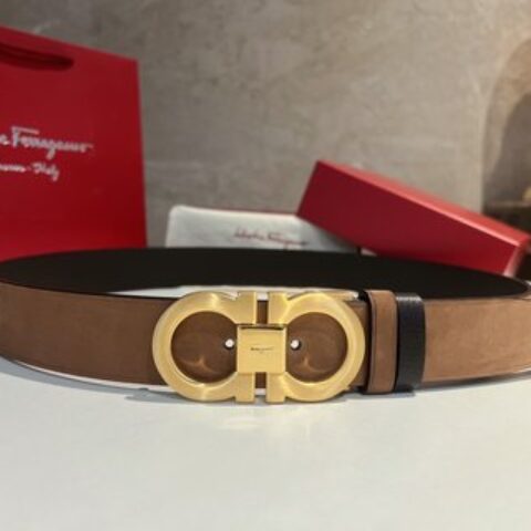 Ferragamo菲拉格慕   进口绒面与荔枝双面可调式腰带3.5cm
