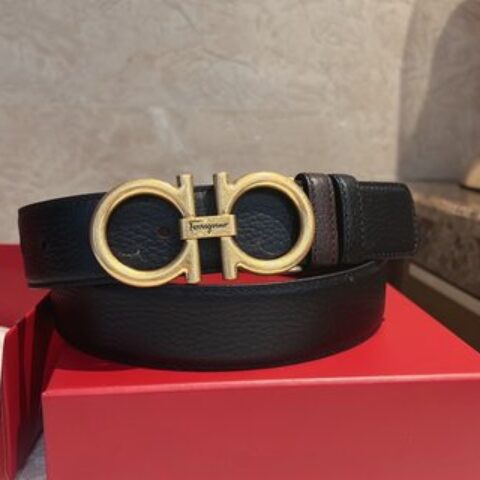 Ferragamo菲拉格慕    头层牛皮再配上精致专柜版型复古金属扣男士3.5cm腰带
