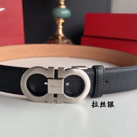 Ferragamo菲拉格慕   精致8字金属扣男士质感腰带3.5cm
