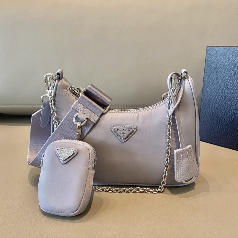 PRADA普拉达藤萝紫nylon Hobo手拎/腋下包1BH204