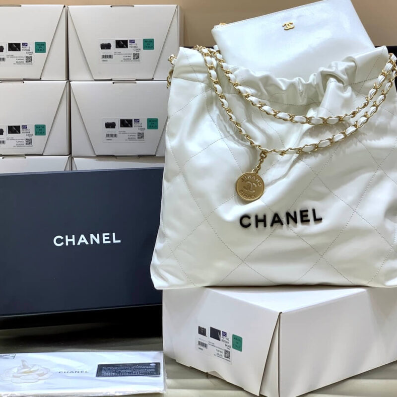 CHANEL 2022cc 春夏火爆22 bag 垃圾袋 AS3261白皮黑logo