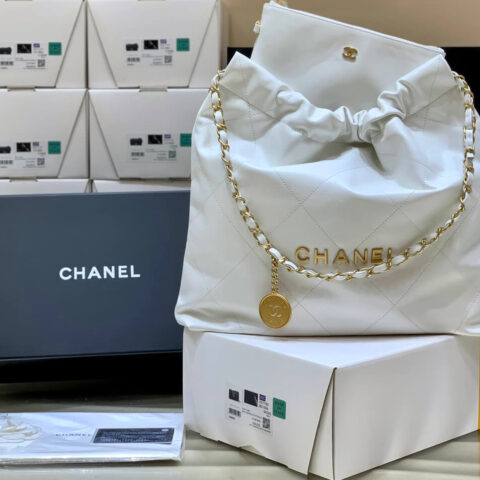 CHANEL 2022cc 春夏火爆22 bag 垃圾袋 AS3261白皮金logo