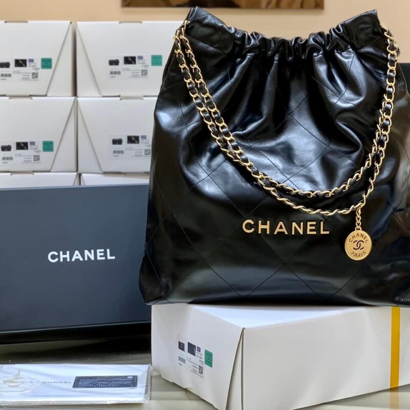 CHANEL 2022cc 春夏火爆22 bag 垃圾袋 AS3262黑皮金logo