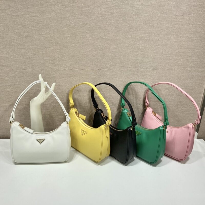 PRADA普拉达进口十字纹牛皮Hobo手拎/腋下包/斜挎包1BC204B