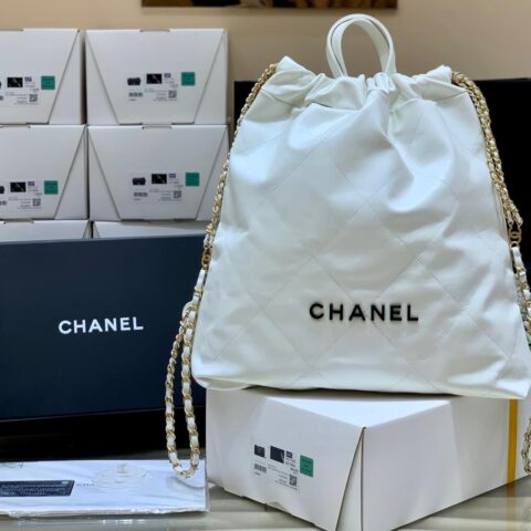 CHANEL香奈儿 2022cc 22 bag 双背包 AS3313白色黑logo