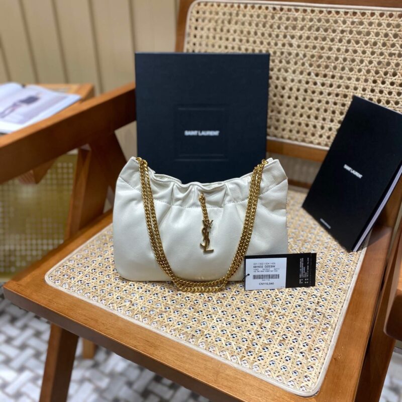 Saint laurent Ysl 专柜新款云朵型腋下链条包 681632白色金扣