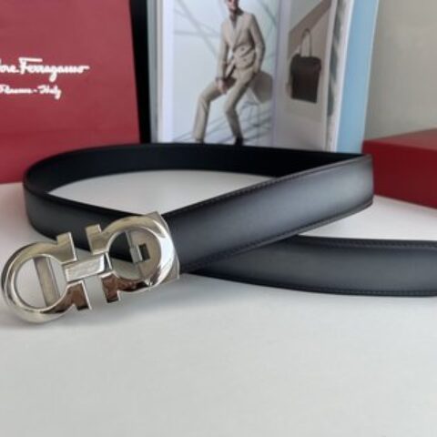 Ferragamo菲拉格慕   8字款金属扣自动款男士3.5cm腰带