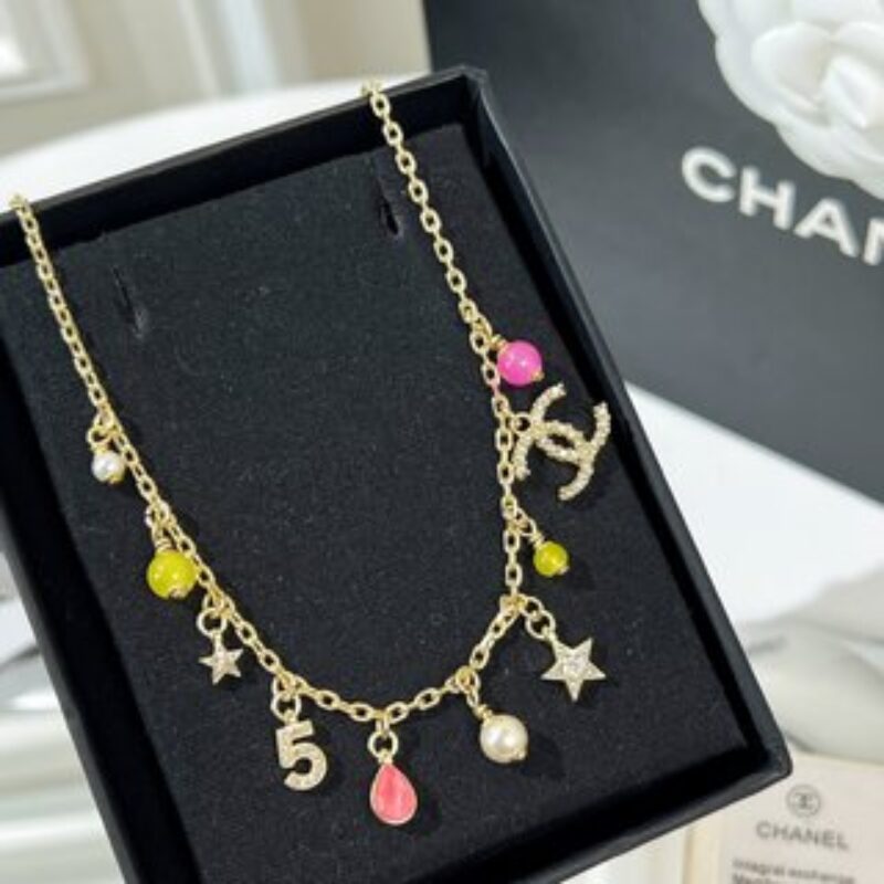 新款☑️CHANEL香奈儿双c流苏彩色珠项链