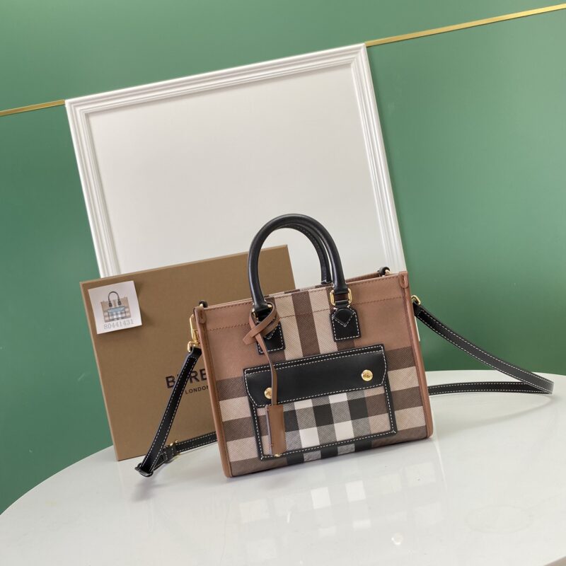 Burberry巴宝莉最新迷你桦木棕格纹托特包