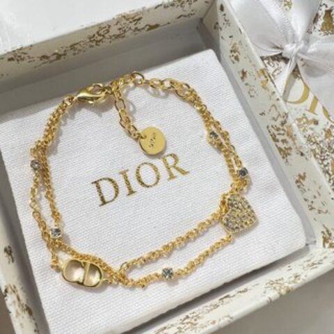 新款☑️DIOR迪奥CD桃心双层手链 项链