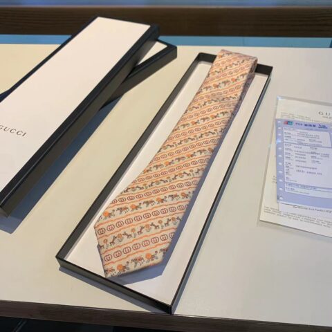 GUCCI古驰100%顶级提花真丝领带