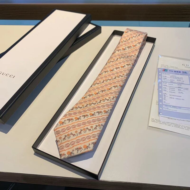 GUCCI古驰100%顶级提花真丝领带