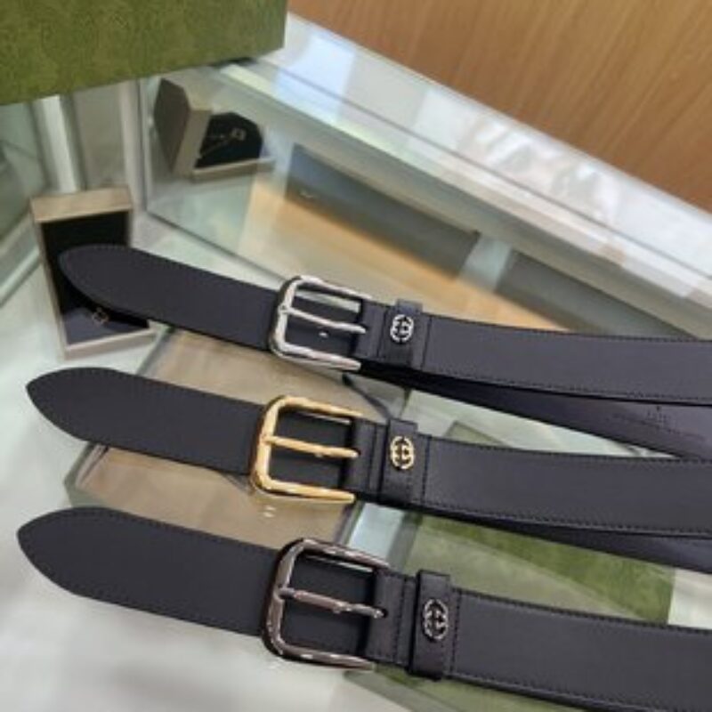 Gucci古驰   双面头层牛皮纯铜五金电镀双G专柜新款腰带3.5cm
