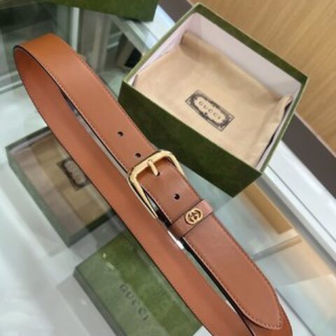 Gucci古驰   双G专柜新款双面头层牛皮纯铜五金电镀3.5cm腰带