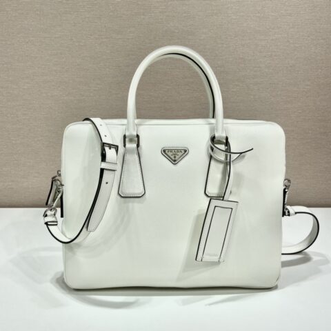 PRADA普拉达进口十字纹牛皮公文包2VE368