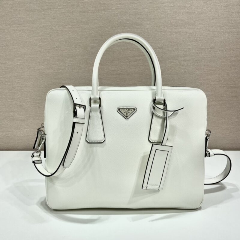 PRADA普拉达进口十字纹牛皮公文包2VE368