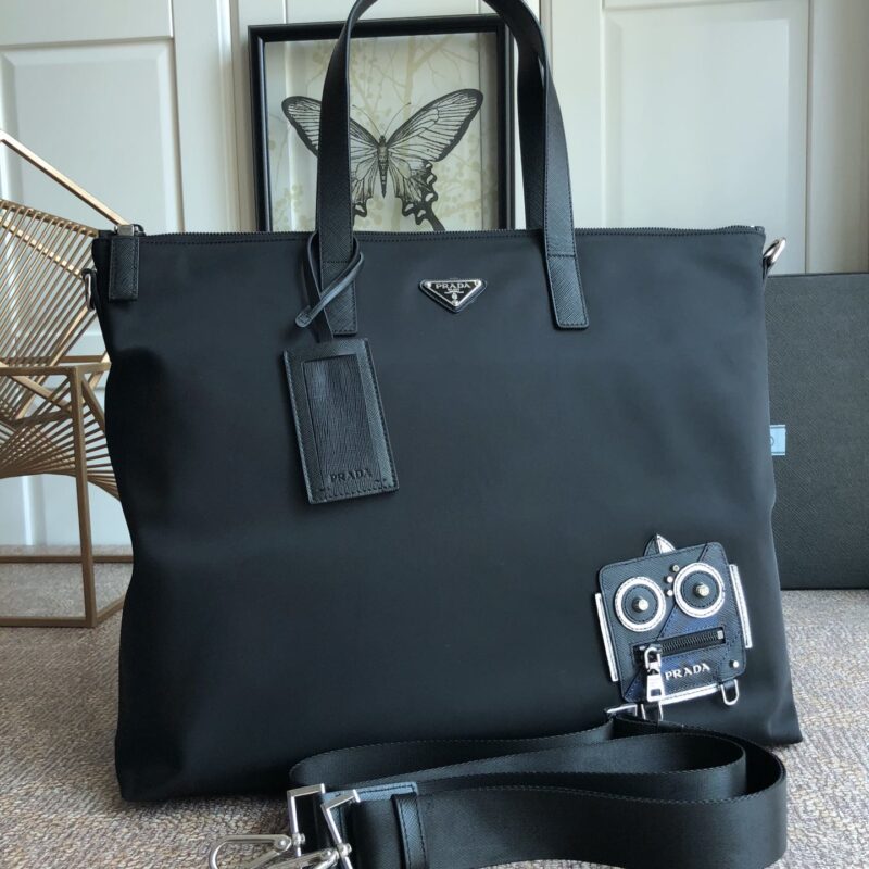 PRADA普拉达进口降落伞布料＋拼色皮革机器人购物袋2VG024