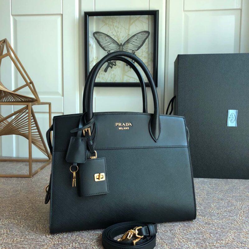 PRADA普拉达十字纹牛皮手提包lBA046