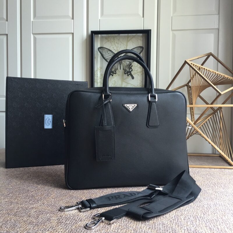 PRADA普拉达进口十字纹牛皮公文包0891