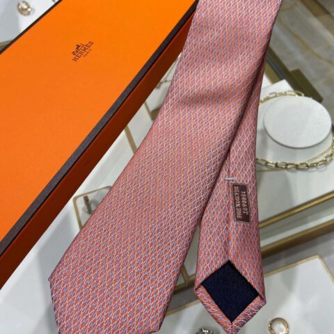Hermes爱马仕100%顶级斜纹真丝网状印花领带