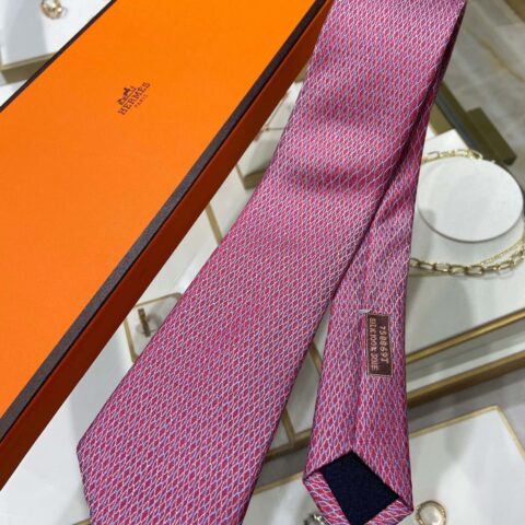 Hermes爱马仕100%顶级斜纹真丝网状印花领带