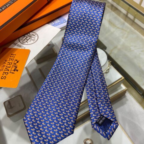 Hermes爱马仕100%顶级斜纹真丝小鸭子图案领带