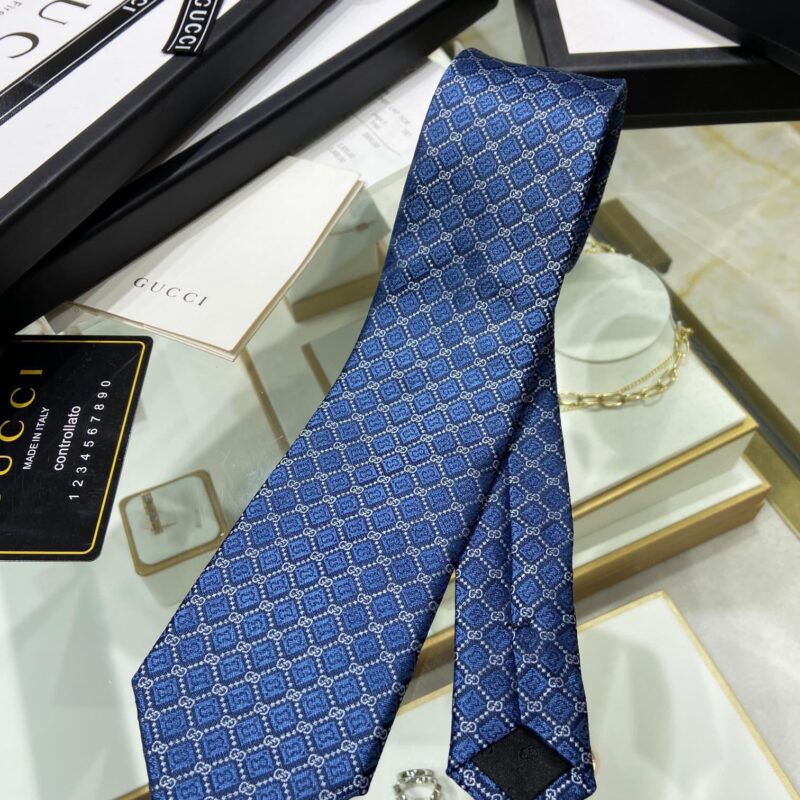 GUCCI古驰100%顶级提花真丝GG菱形图案领带571800