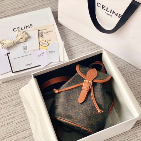 CELINE 22早春款凯旋门帆布印花双肩包 197662