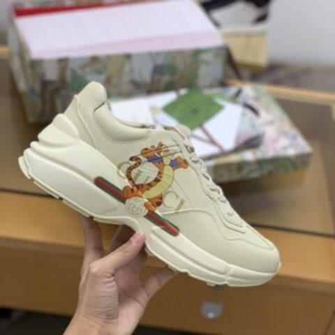 Gucci古驰  象牙色皮革【G家高版本】男女款复古运动鞋