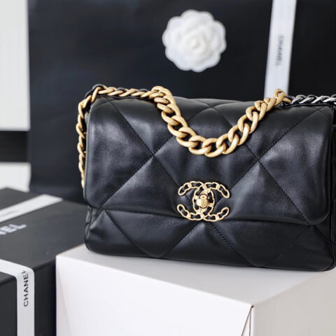 CHANEL Flap 19bag 26CM黑色金扣 AS1160