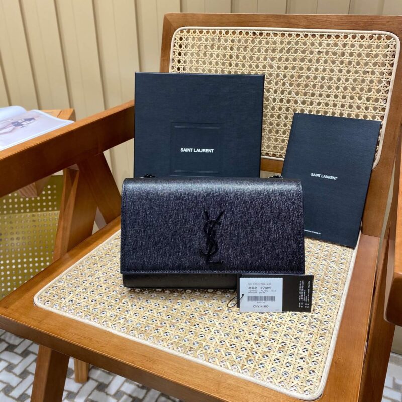 Saint laurent Ysl 𝑲𝒂𝒕𝒆 𝟮𝟰𝒄𝒎 链条包 354021黑色球纹黑扣