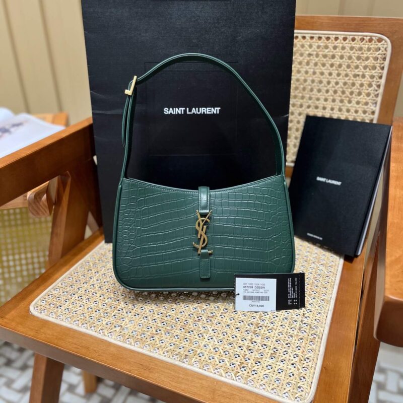 Saint laurent Ysl LE 5 À 7 鳄鱼纹腋下包 657228绿色