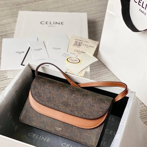 CELINE 按扣三合一斜挎包 100852 料棕