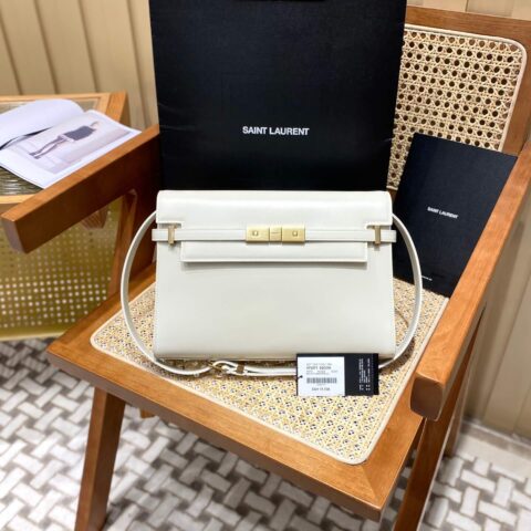 Ysl 𝑴𝒂𝒏𝒉𝒂𝒕𝒕𝒂𝒏 29CM曼哈顿法棍包 579271白色牙签纹金扣