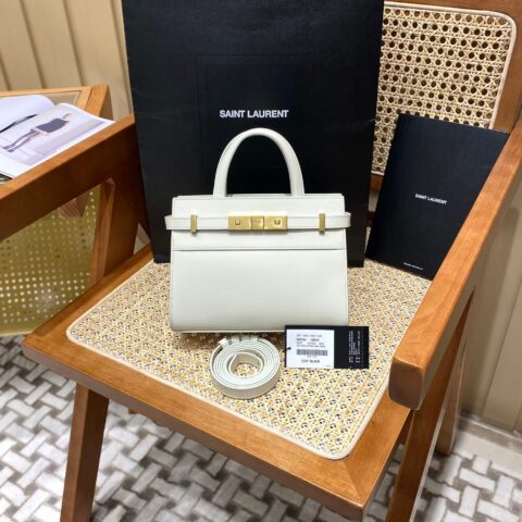 Ysl 𝑴𝑨𝑵𝑯𝑨𝑻𝑻𝑨𝑵 𝑵𝑨𝑵𝑶曼哈顿手提包 牙签纹奶白色金扣593741