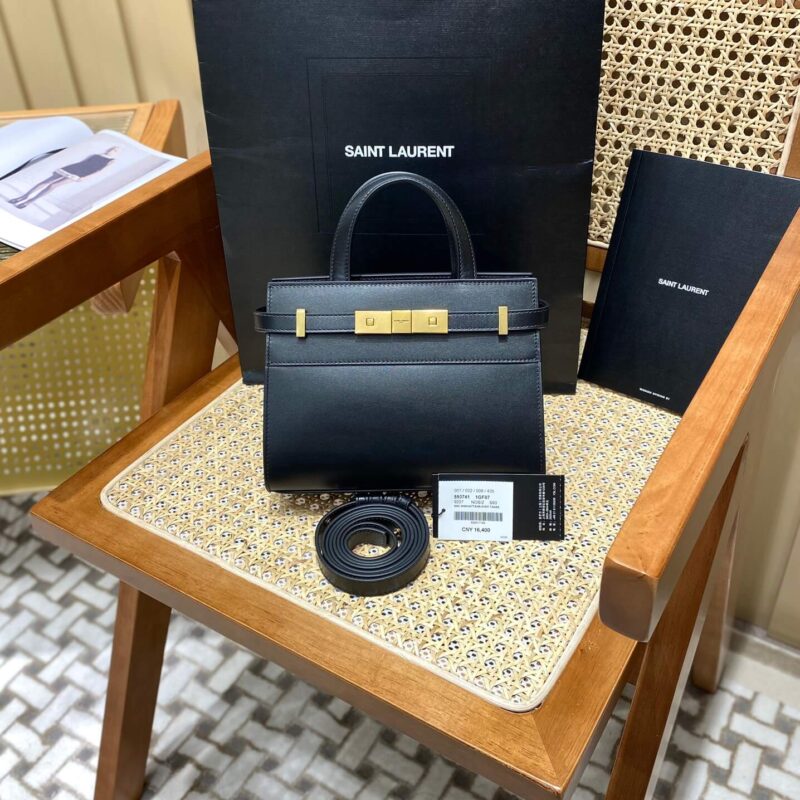 Ysl 𝑴𝑨𝑵𝑯𝑨𝑻𝑻𝑨𝑵 𝑵𝑨𝑵𝑶曼哈顿手提包 牙签纹黑色金扣593741