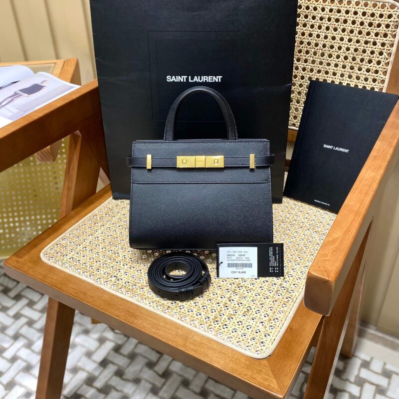 Ysl 𝑴𝑨𝑵𝑯𝑨𝑻𝑻𝑨𝑵 𝑵𝑨𝑵𝑶曼哈顿手提包 十字纹黑色金扣593741