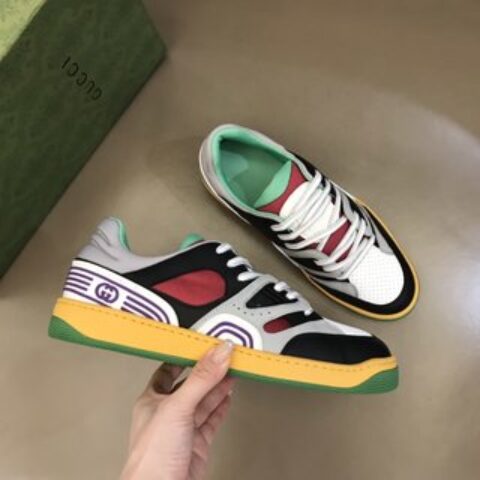 Gucci古驰   橡胶互扣式双GBasket 男士低帮运动鞋