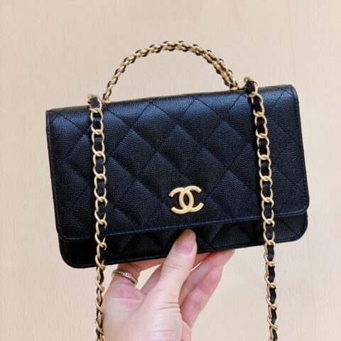 CHANEL 2022cc春夏系列字母手柄Woc发财包 AP2804黑色
