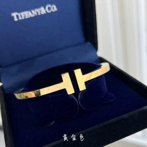 Tiffany&co 蒂芙尼 经典款T字系列 光面金色银色玫瑰金双T手镯