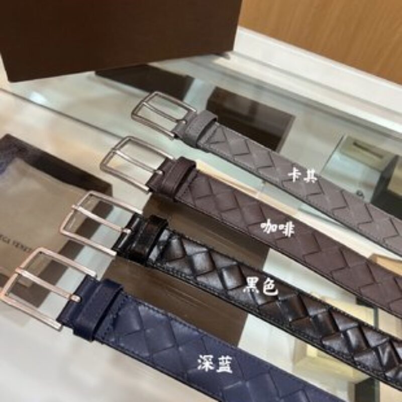 BV葆蝶家   进口牛皮采用手工编织磨砂针扣腰带3.5cm腰带